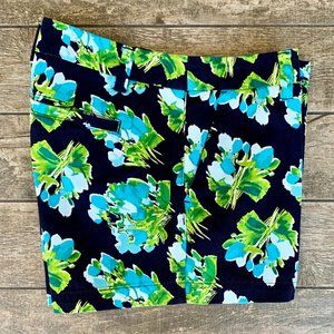 Merona 100% Cotton Floral Print Blue Green Preppy Chino Shorts Size 8